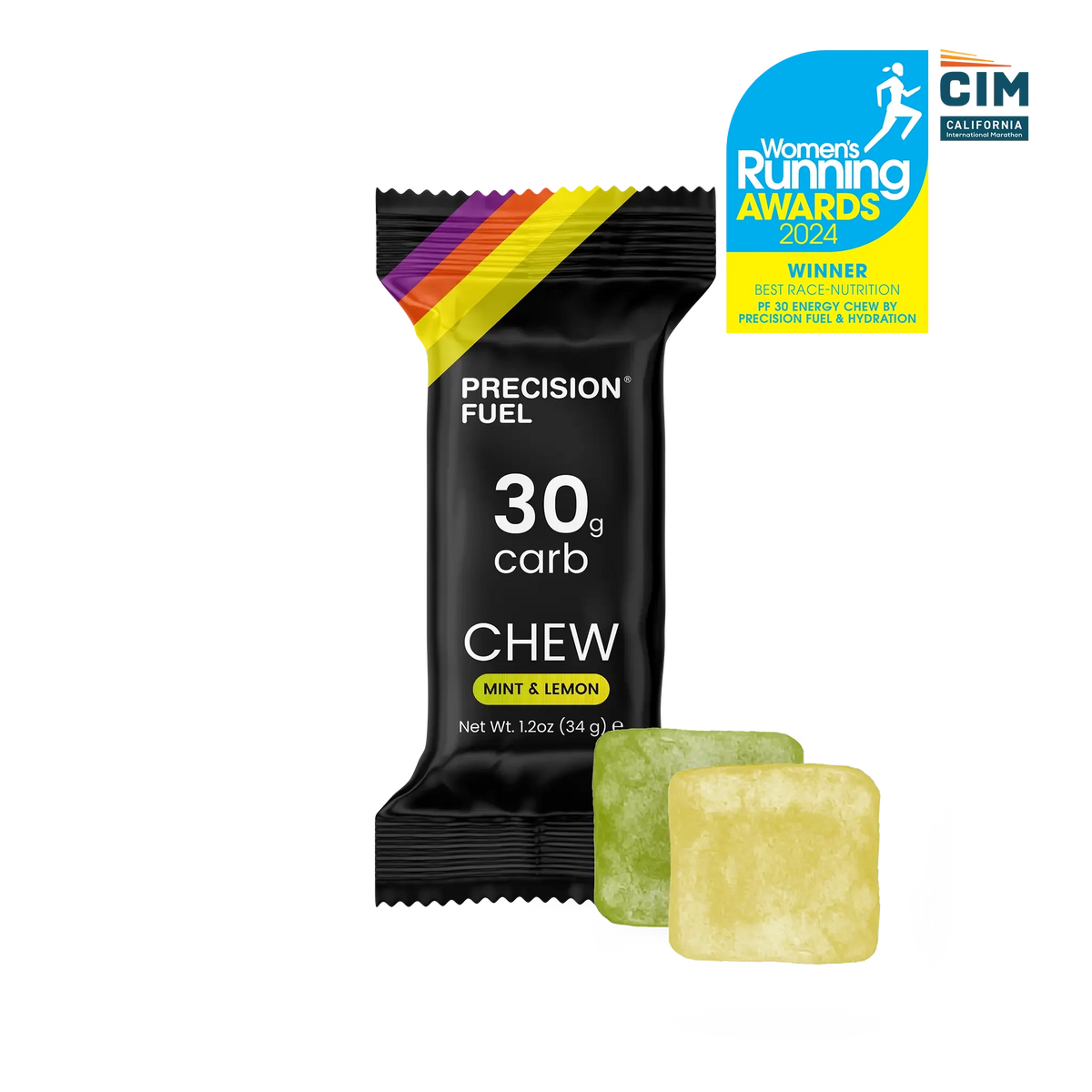 Precision Fuel & Hydration - 30gm Carb Chew Mint & Lemon 34gm