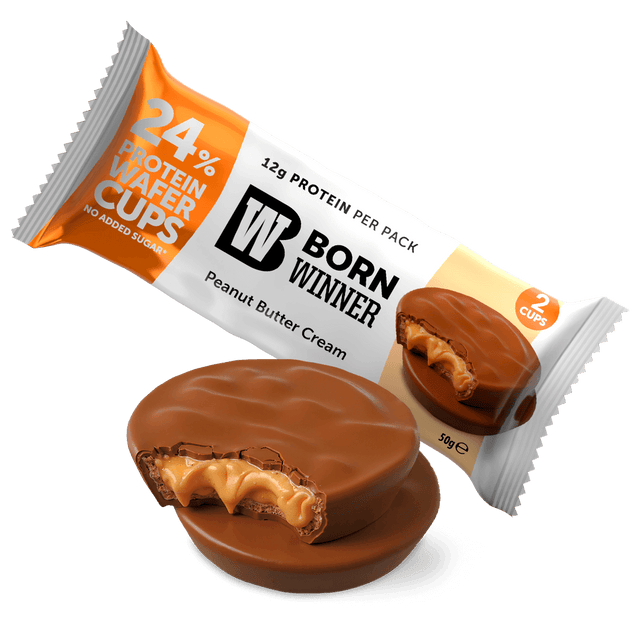 Born Winner Protein Wafer Cups with Peanut Butter Cream Filling 50g